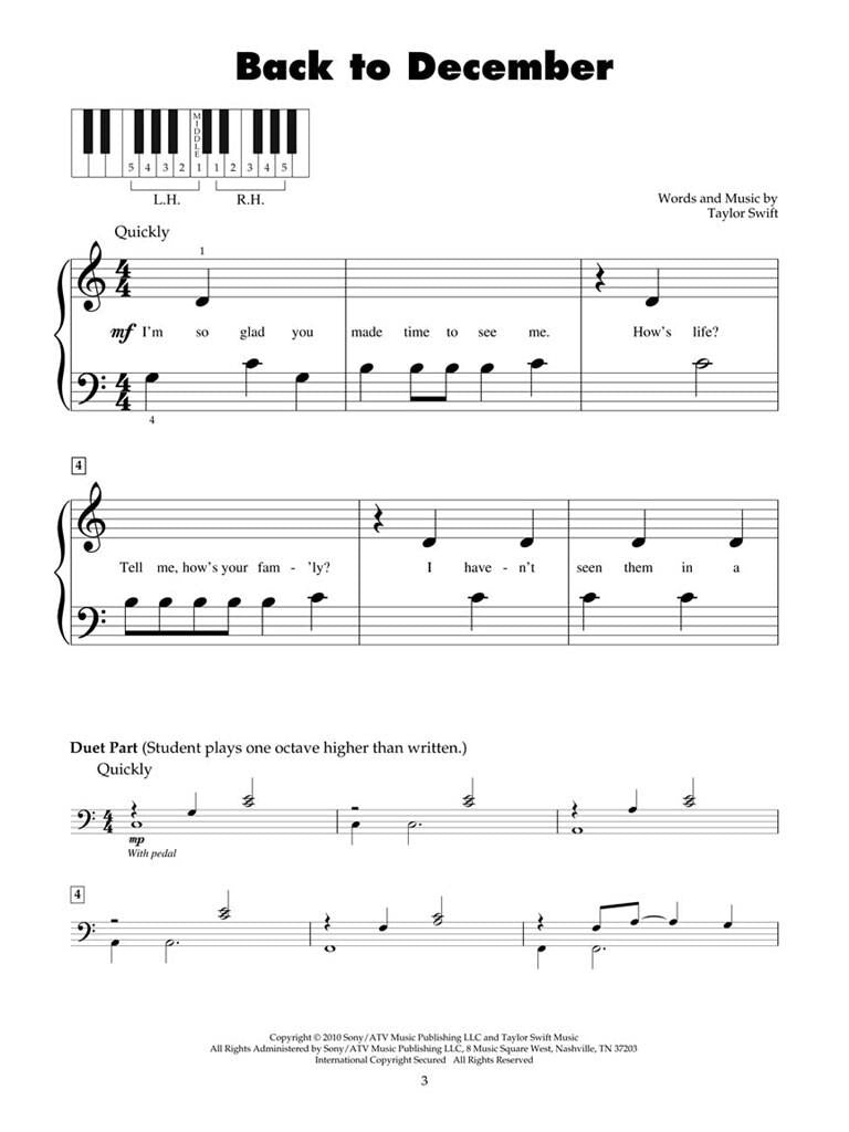 Best Of Taylor Swift - Five Finger Piano With Lyrics Book