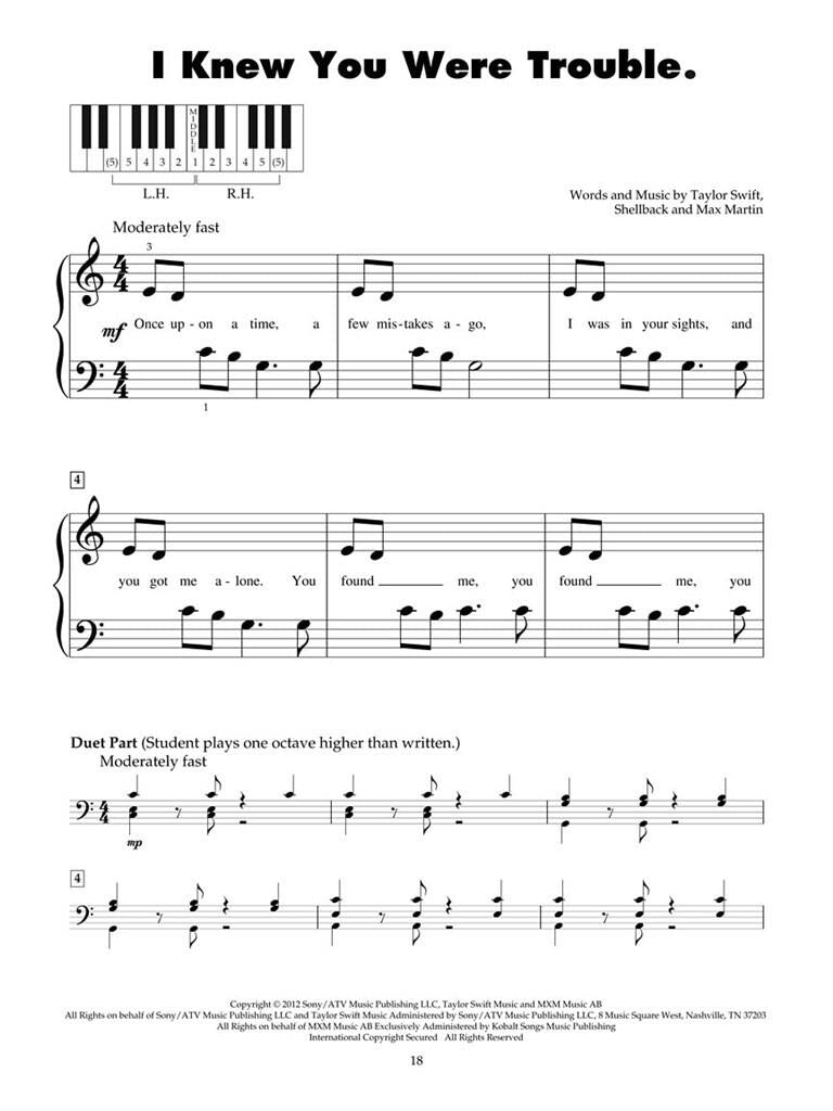 Best Of Taylor Swift - Five Finger Piano With Lyrics Book