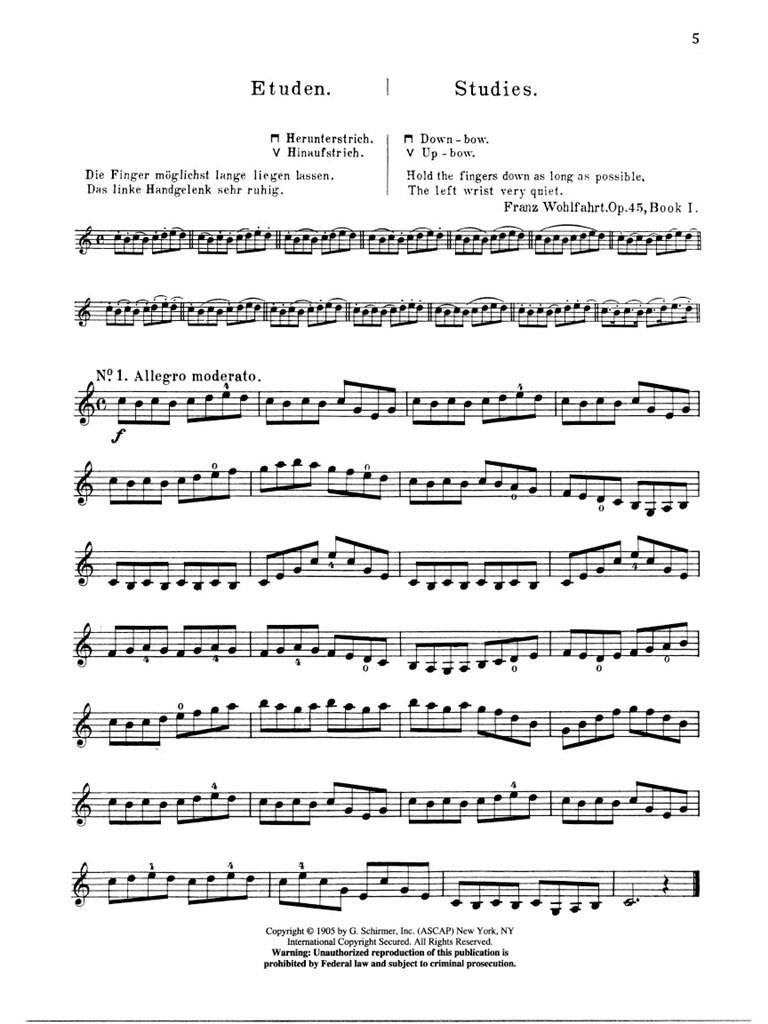 Wohlfahrt - 60 Studies, Op. 45 Books 1 & 2 For Violin (Complete)