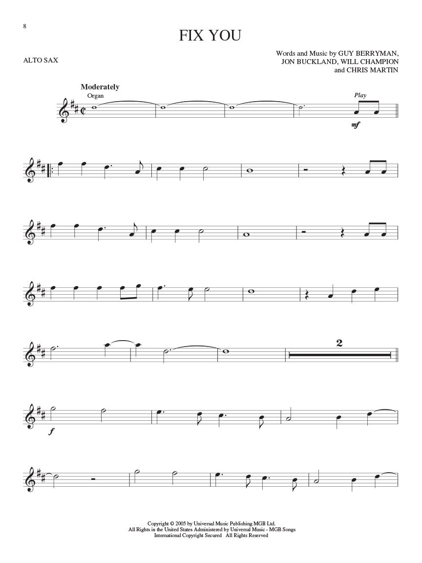 Coldplay Play Along For Alto Saxophone Book/Ola