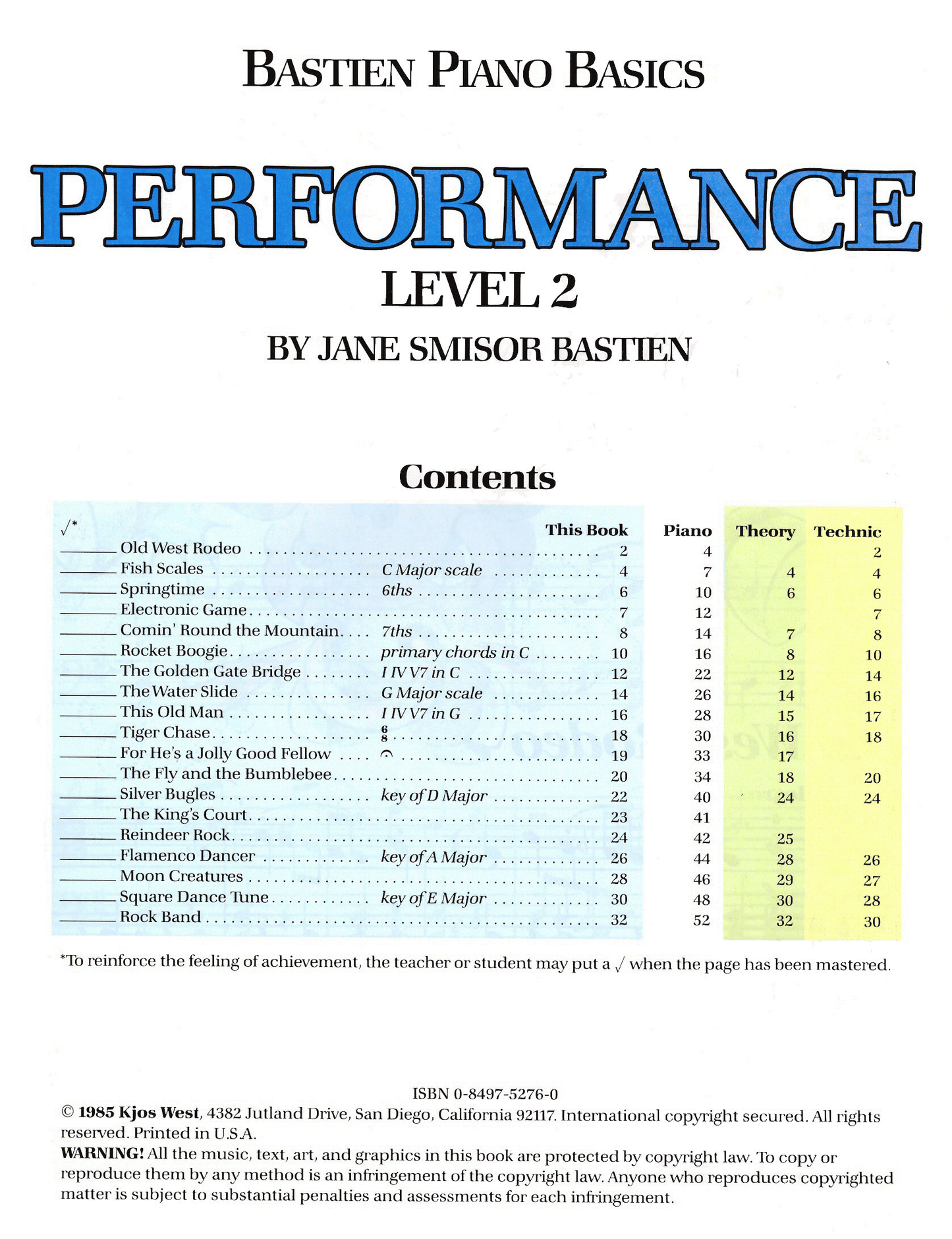 Bastien Piano Basics - Performance Level 2 Book