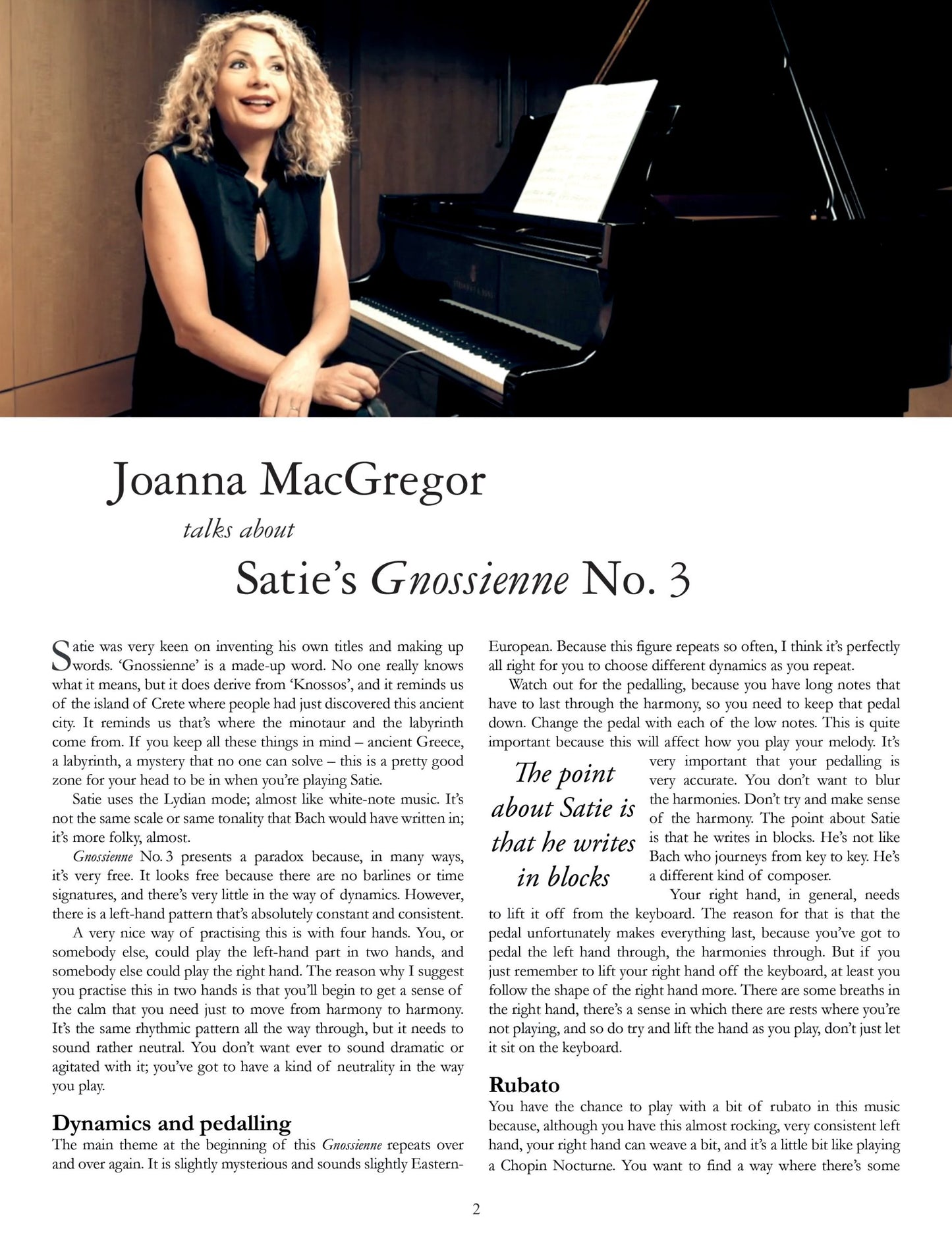 More Than The Score: Satie - Gnosienne No. 3 (Piano Solo) Book