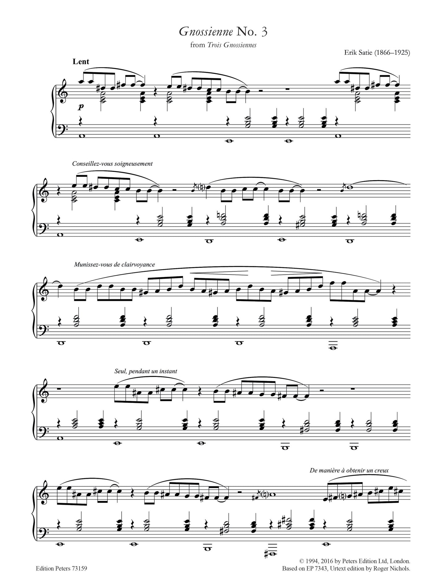 More Than The Score: Satie - Gnosienne No. 3 (Piano Solo) Book