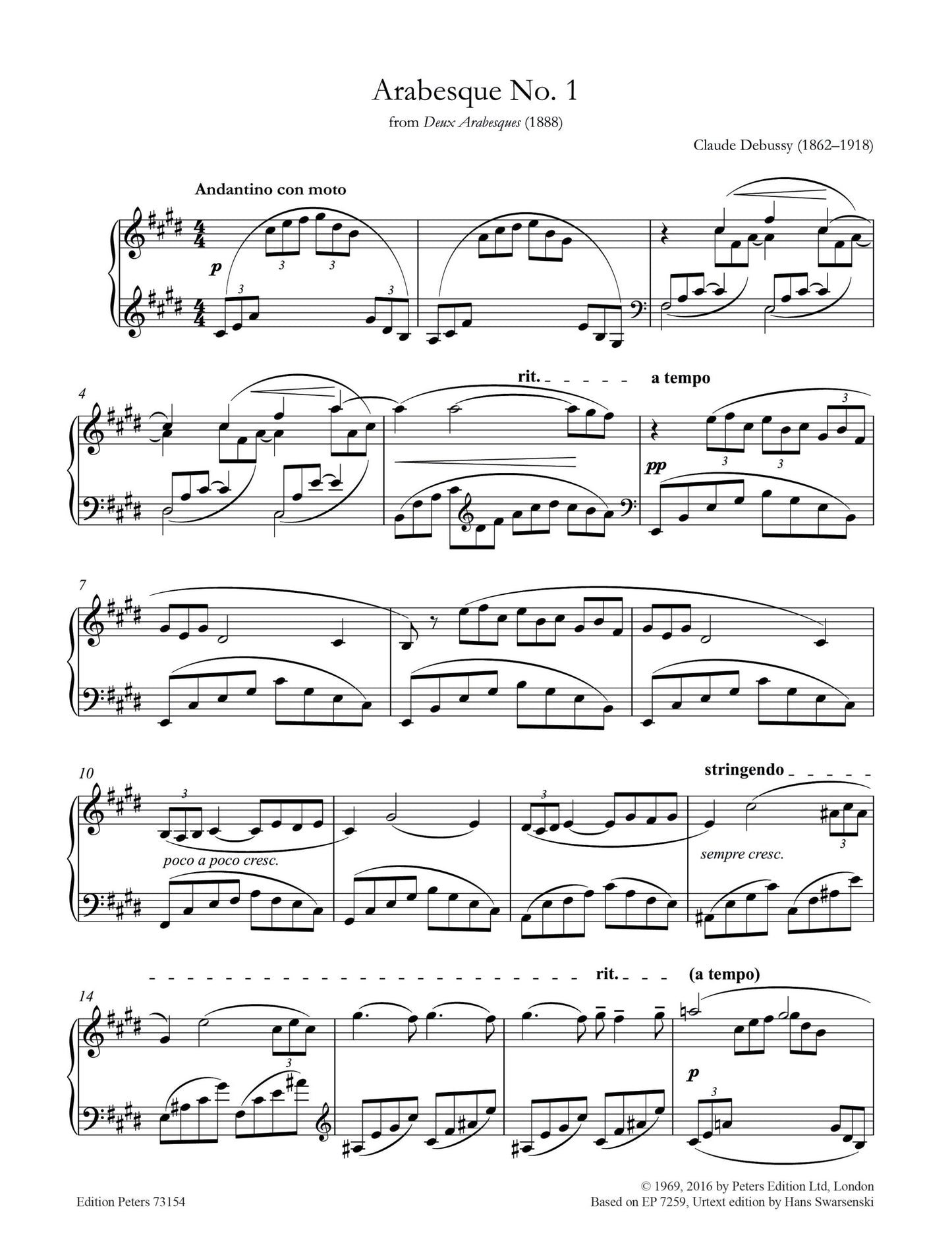 More Than The Score: Debussy- Arabeque No. 1 (Piano Solo) Book