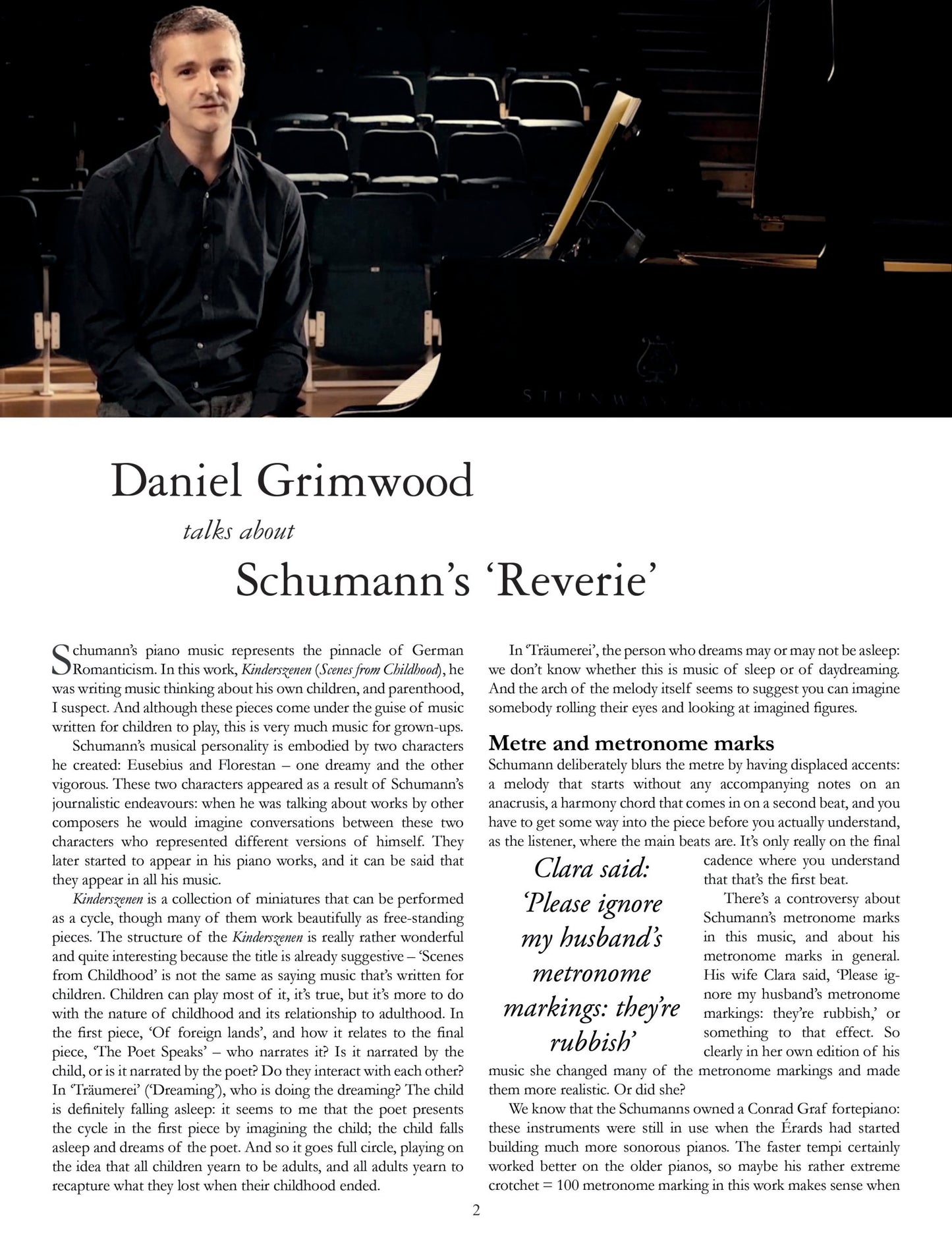 More Than The Score: Schumann- Reverie from Scenes from Childhood (Piano Solo) Book