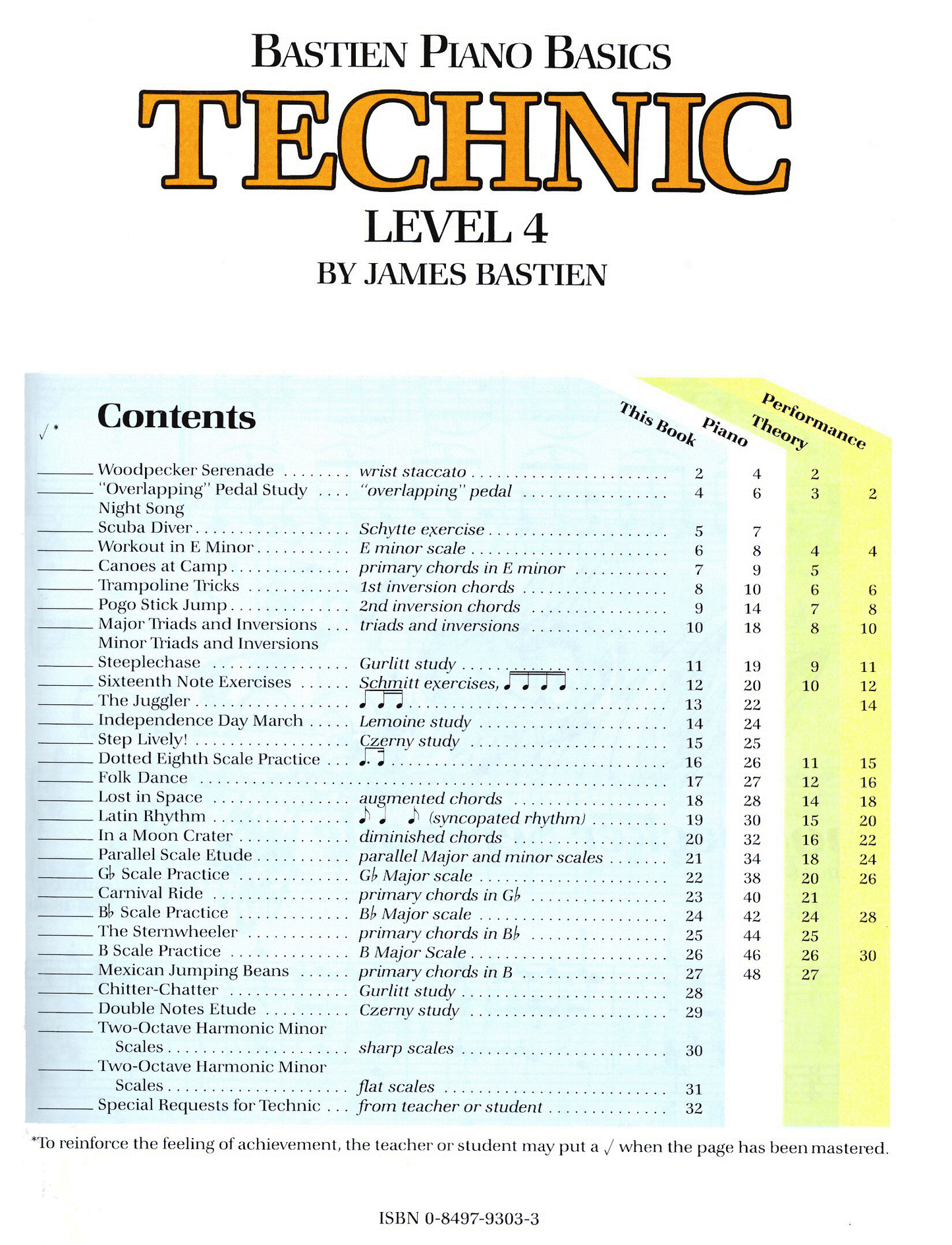 Bastien Piano Basics - Technic Level 4 Book