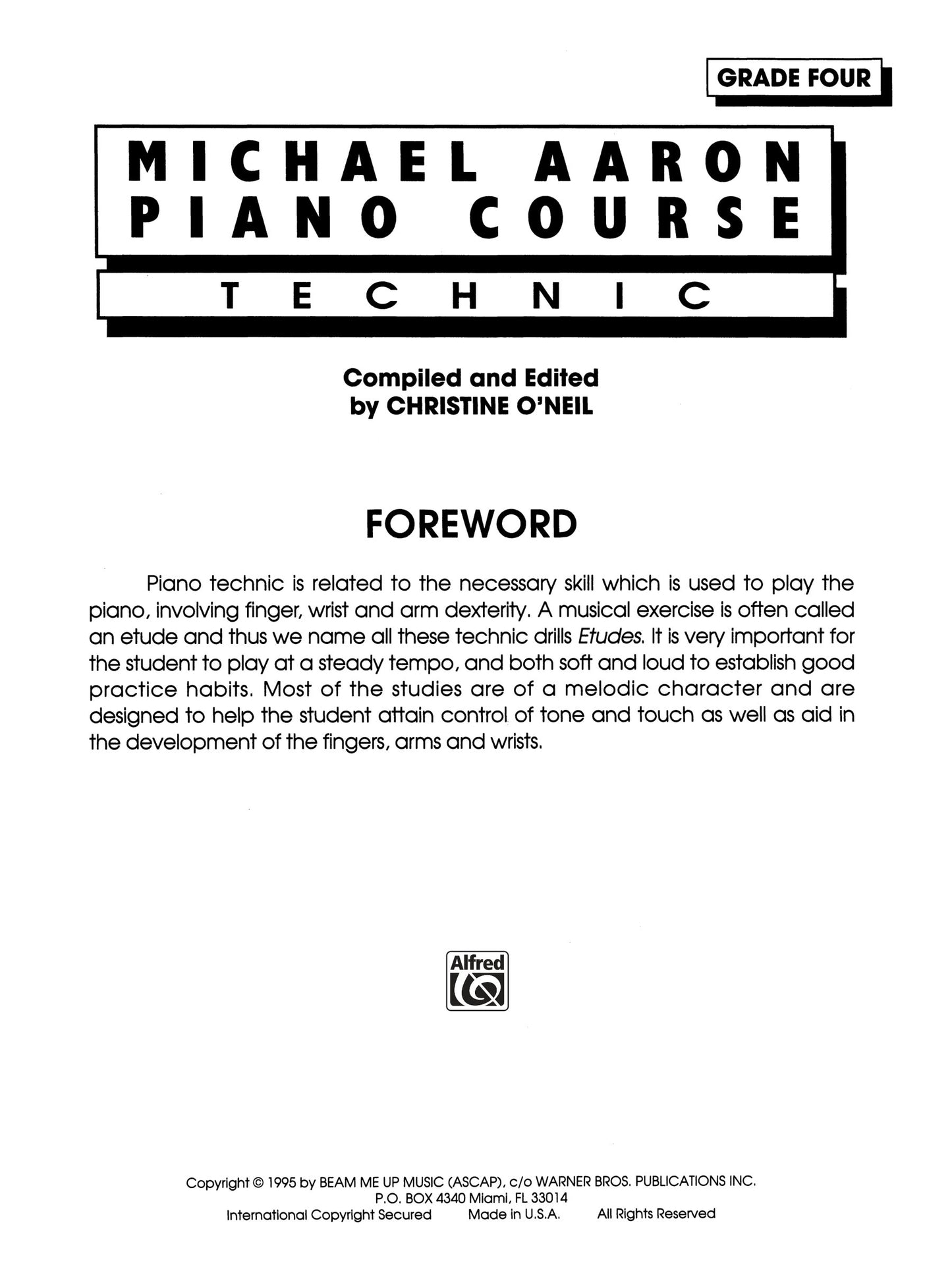 Michael Aaron Piano Course - Technic Grade 4 Book