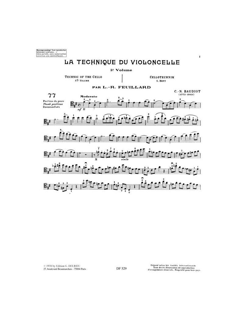 Feuillard - Technique Of Cello Volume 5 Book