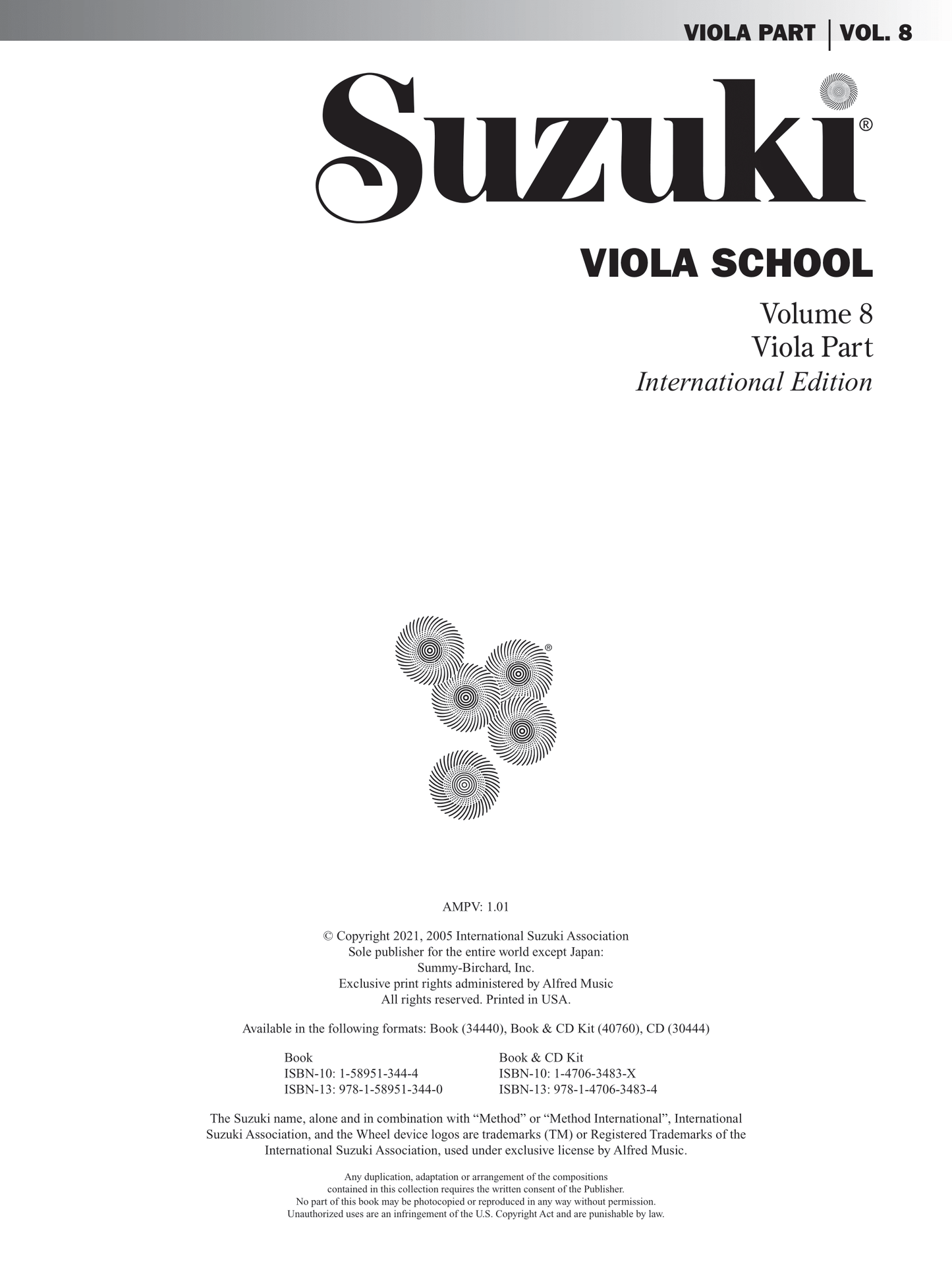 Suzuki Viola School: Viola Part Volume 8 Book/Cd