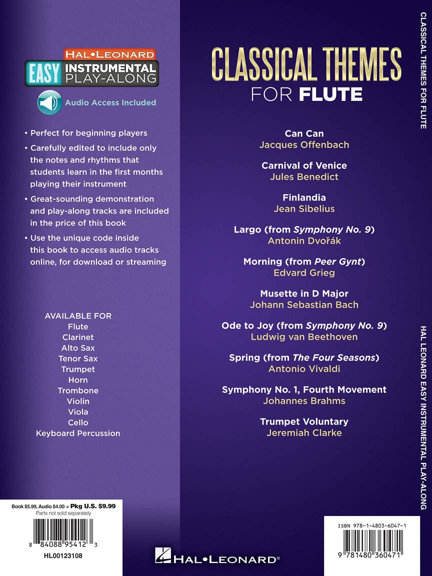 Classical Themes Flute Easy Instrument Play Along Book/Ola