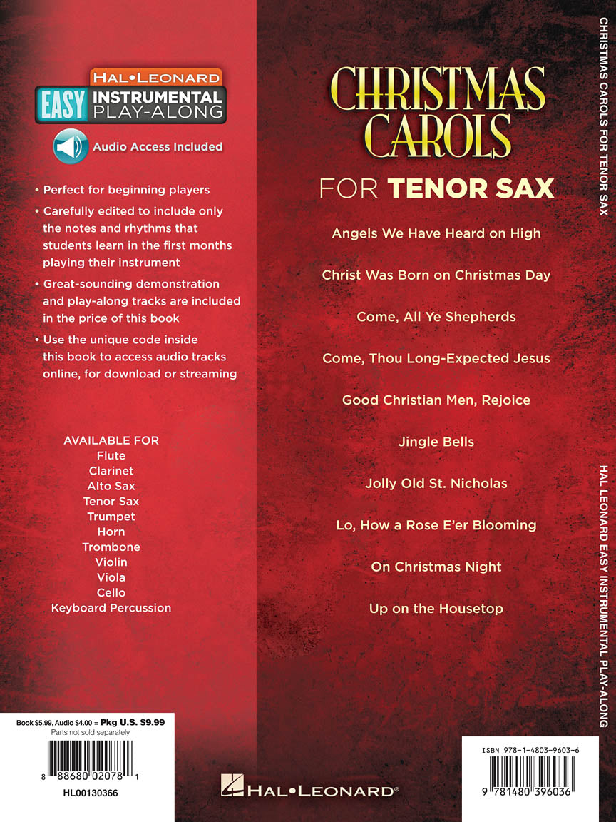 Christmas Carols For Tenor Saxophone Book/Ola