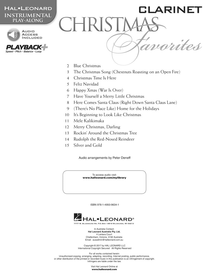 Christmas Favorites For Clarinet Play Along Book/Ola