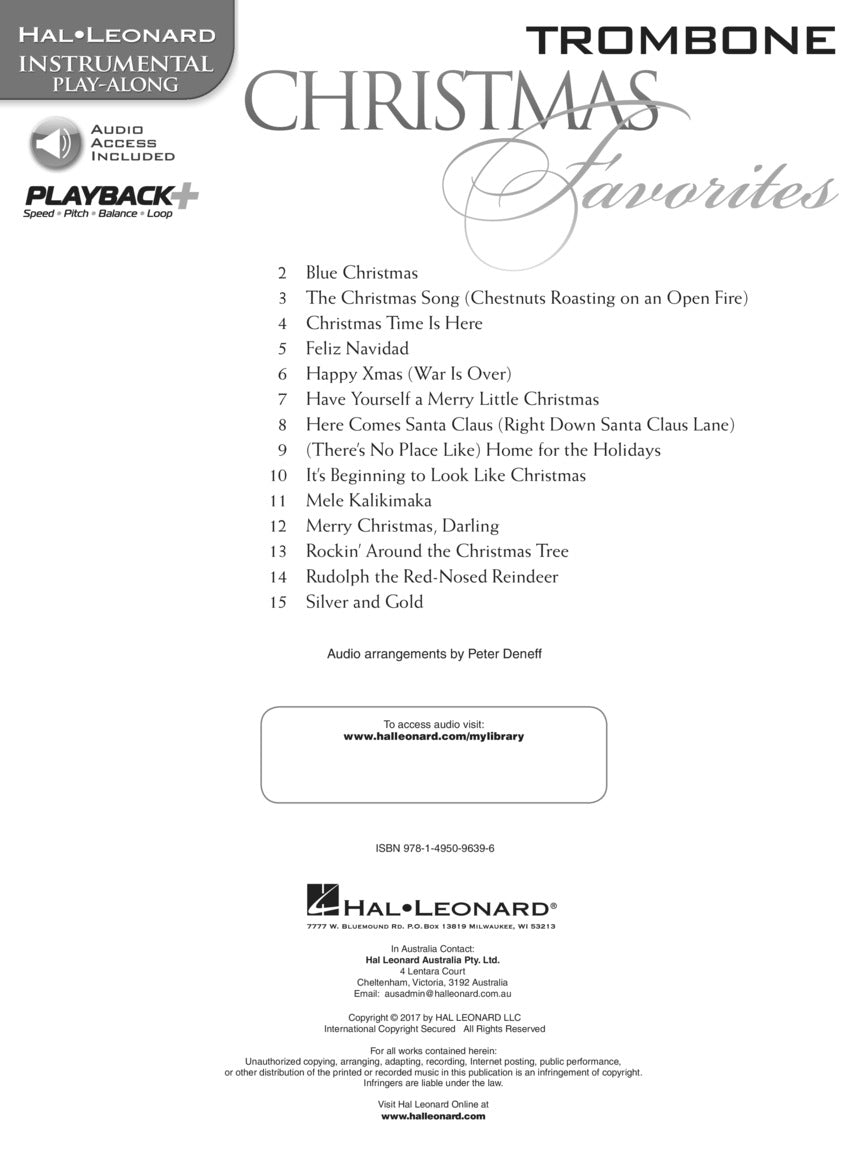 Christmas Favorites For Trombone Play Along Book/Ola