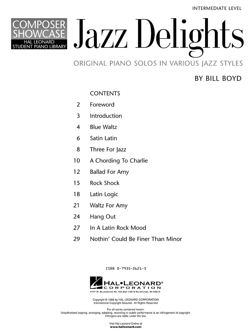 HLSPL - Jazz Delights Piano Solos Book