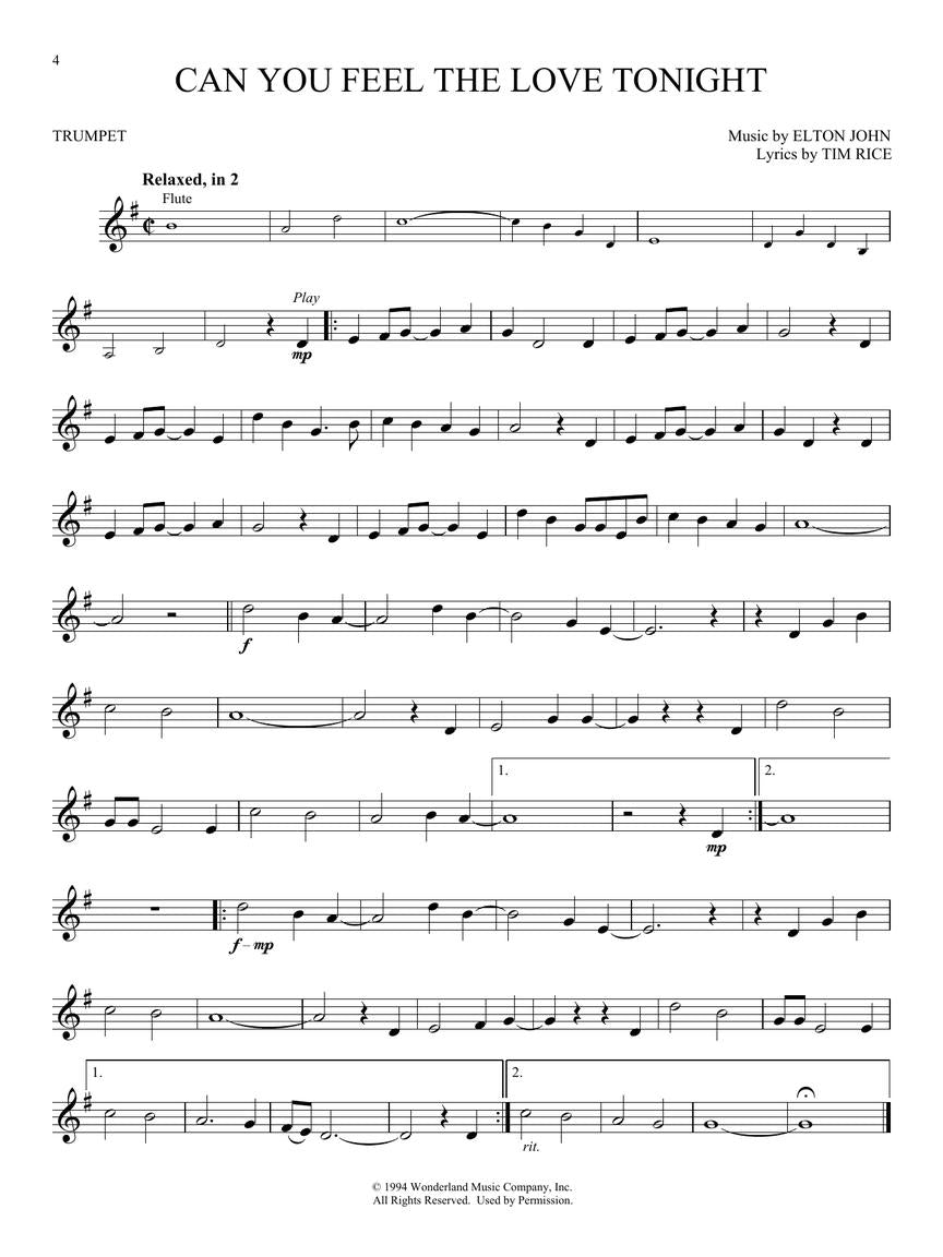 The Lion King For Trumpet Play Along Book/Ola