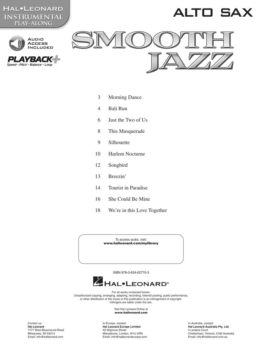 Smooth Jazz For Alto Saxophone Play Along Book/Ola