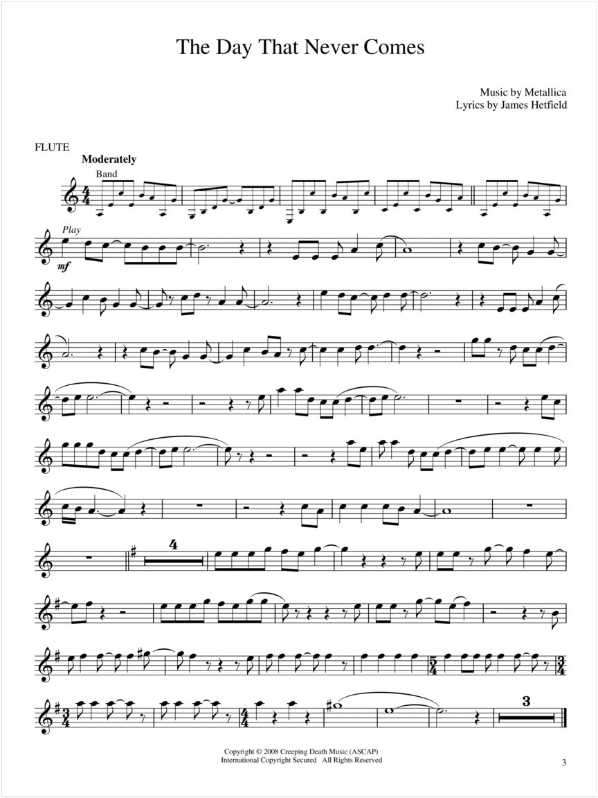 Best Of Metallica For Flute - Play Along Book/Ola