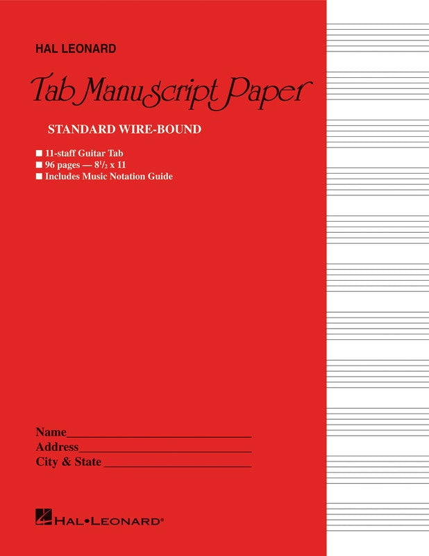 Guitar Tablature Manuscript Paper - Wire-Bound - Music2u