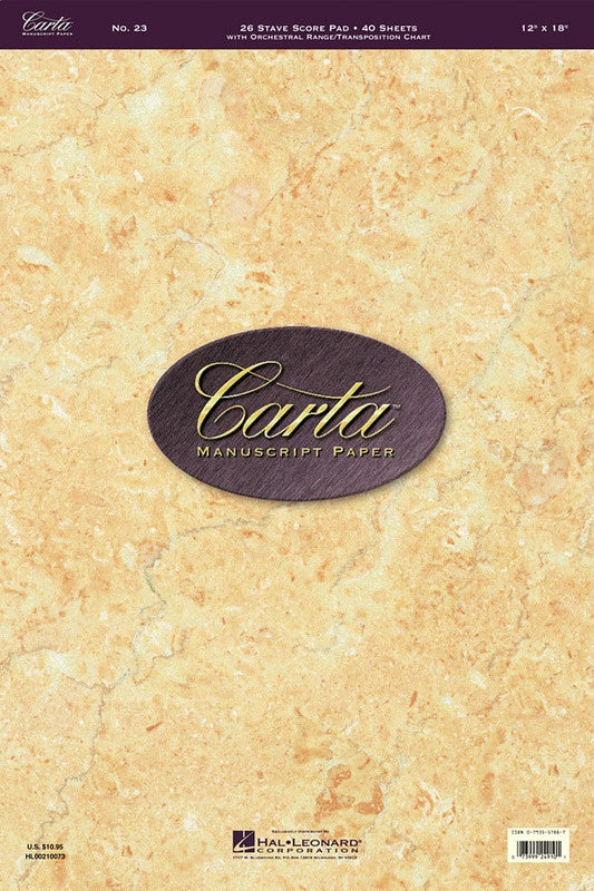 Carta Manuscript Pro 40 Sheets 26 Stave Score/Pad