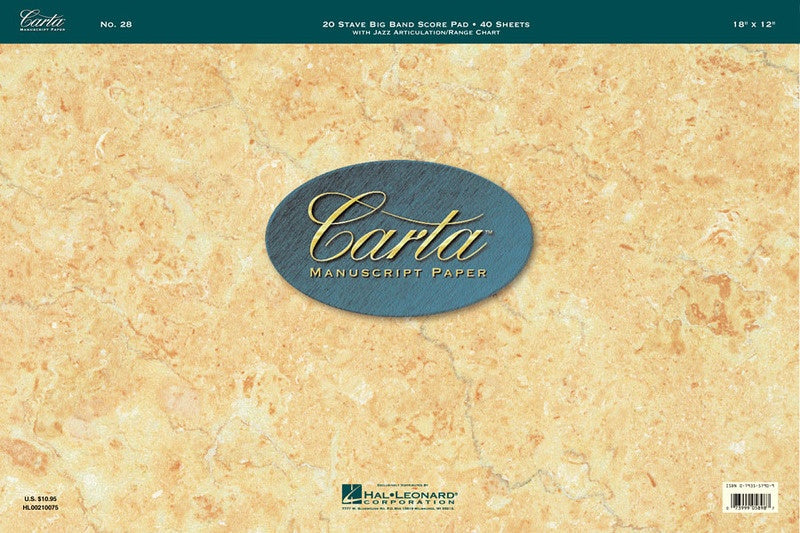 Carta Manuscript 40 Sheets 20 Staves Big Band Score/Pad