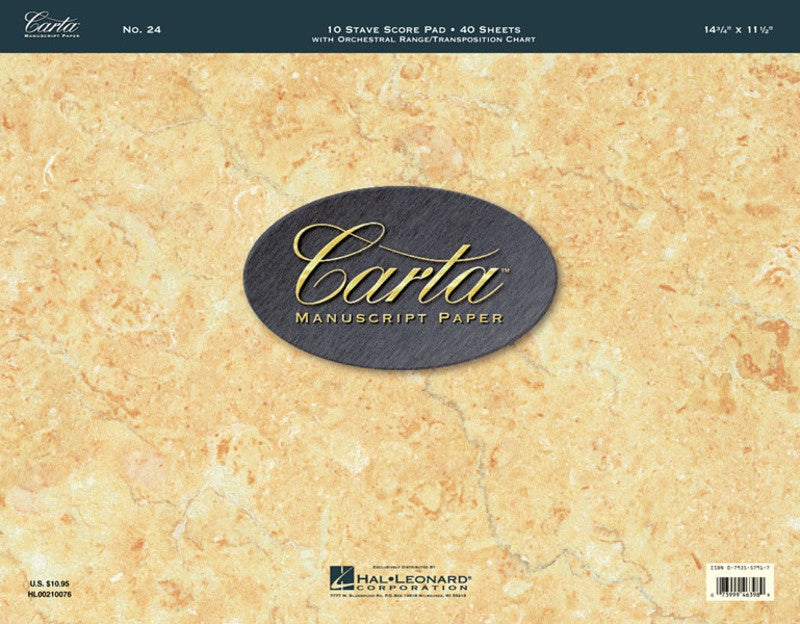 Carta Manuscript Pro 40 Sheets 10 Stave Score/Pad