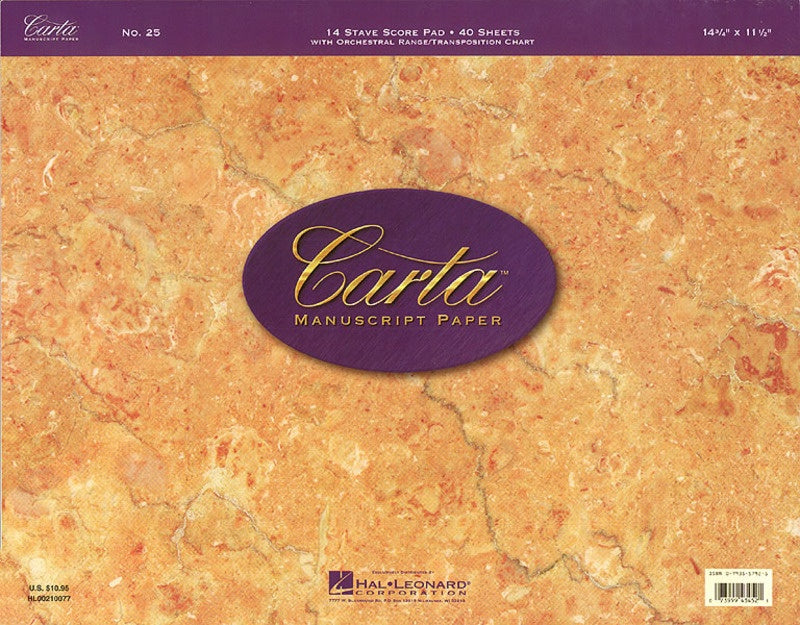 Carta Manuscript Pro 40 Sheets 14 Stave Score/Pad