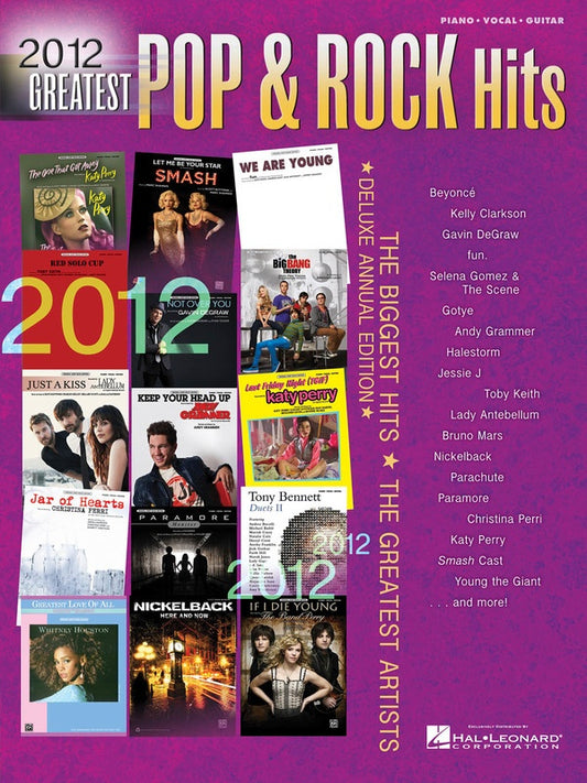 2012 Greatest Pop & Rock Hits PVG Book