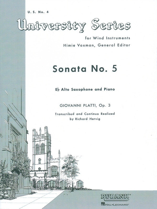 Giovanni Platti - Sonata Op No. 5 For Alto Saxophone Sax With Piano Book