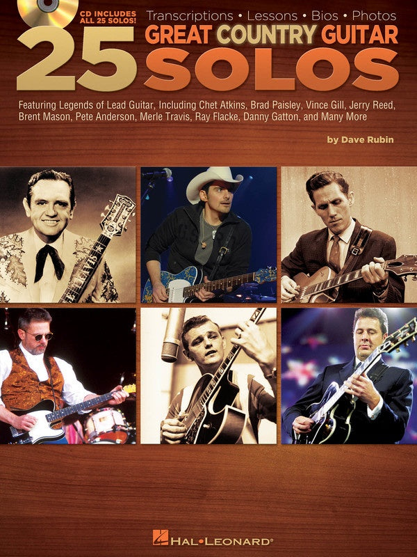 25 Great Country Guitar Solos Book/Cd