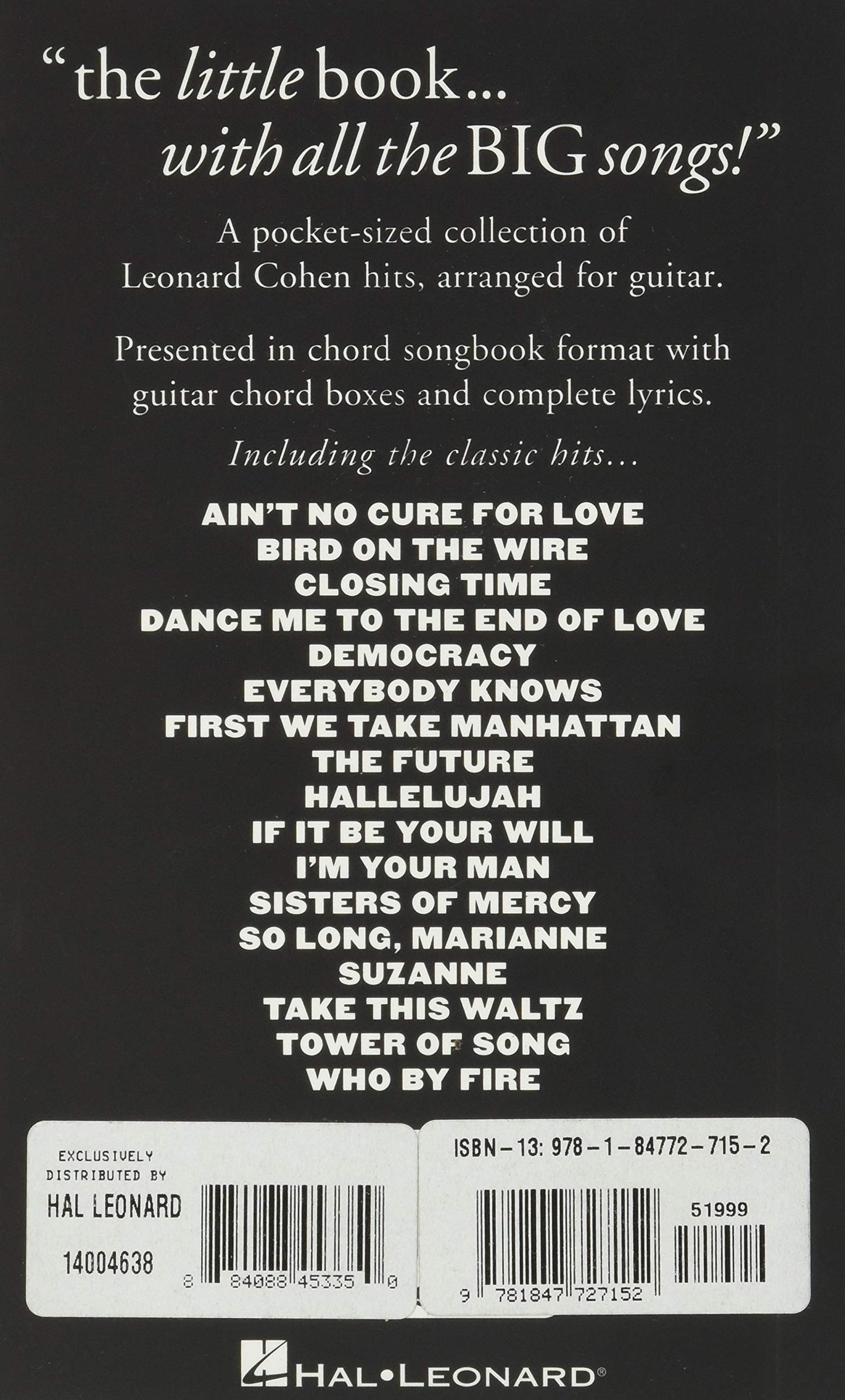 The Little Black Book Of Leonard Cohen For Guitar - 70 Songs