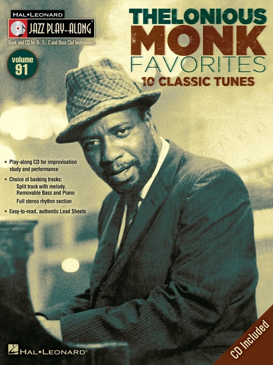 Thelonious Monk Favourites - Jazz Play Along Volume 91 Book