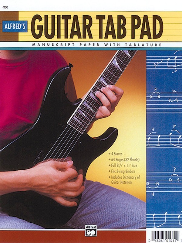 Guitar Tab Pad 64 Pages 3 Holes Punched