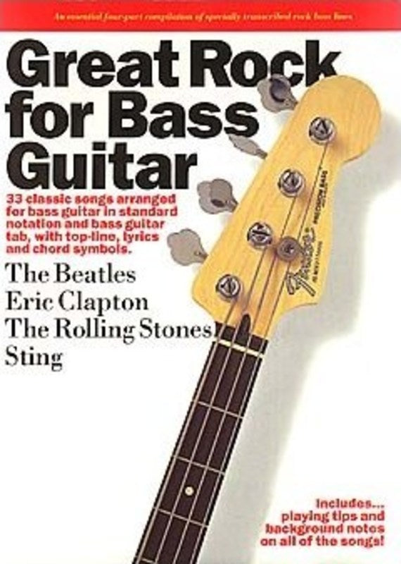 Great Rock For Bass Guitar Tab Book