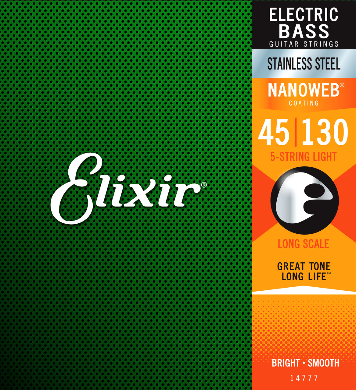 Elixir 14777 Nanoweb Bass  Stainless Steel Med-Light 45-130 5 String