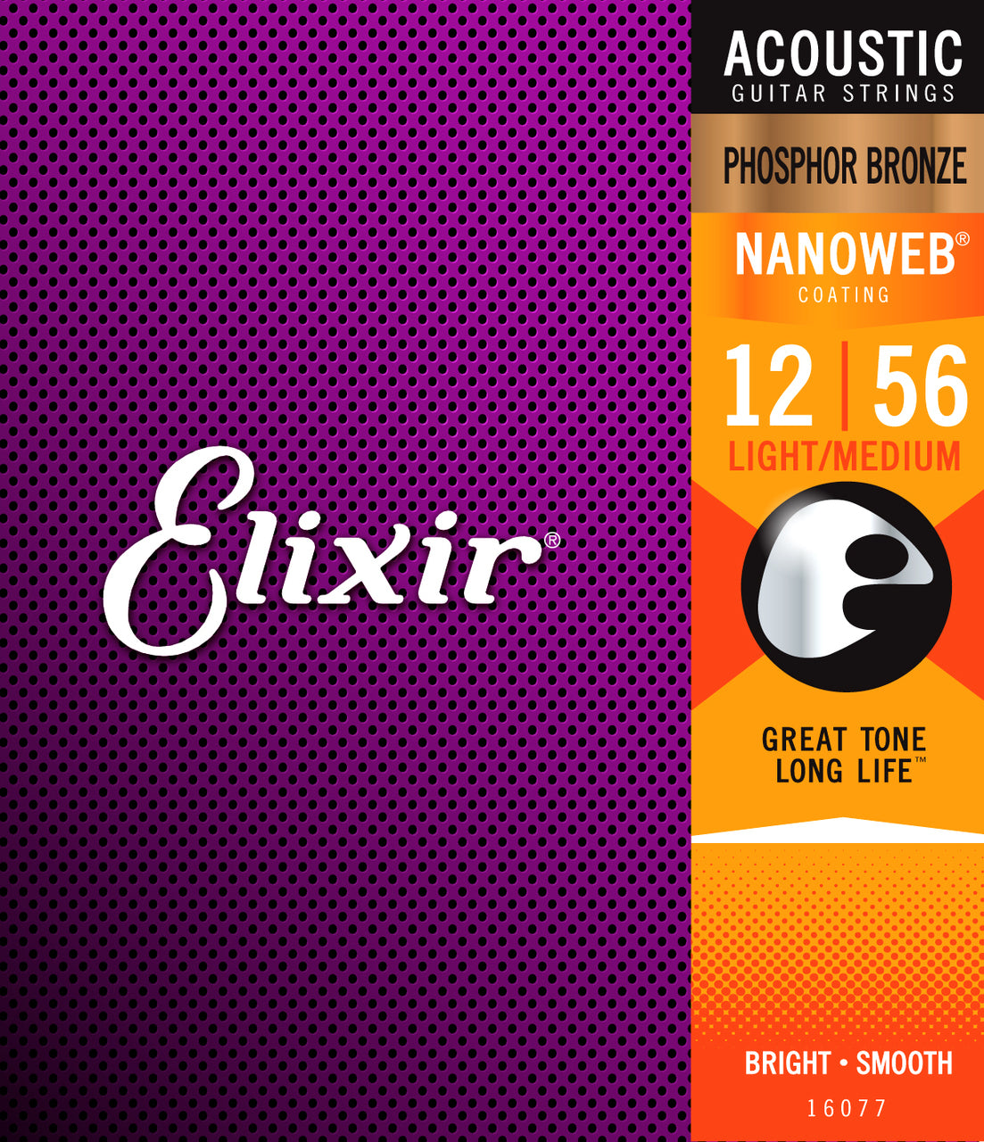 Elixir 16077 Nanoweb Phosphor Bronze Light-Med 12-56