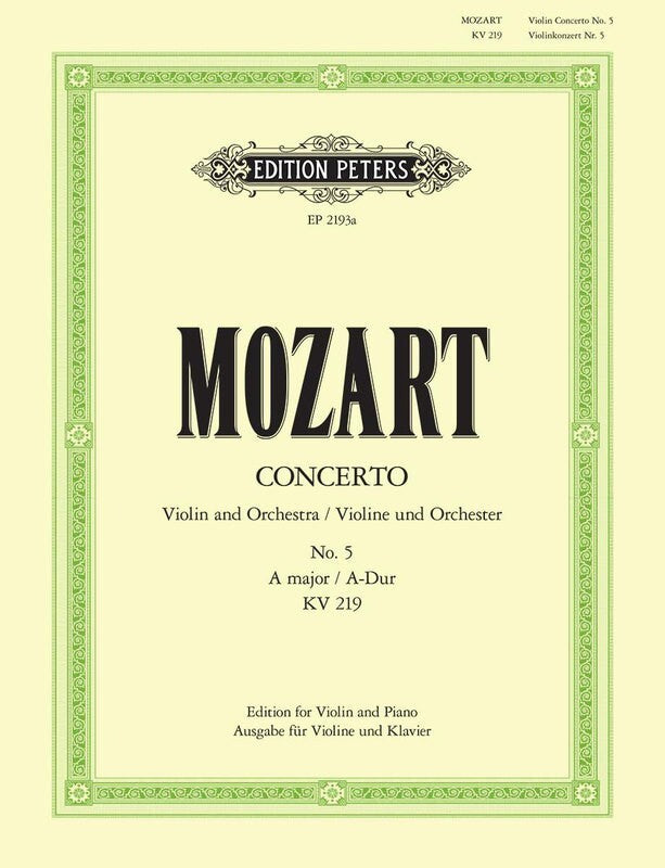 Mozart - Concerto No 5 A K 219 Violin/Piano