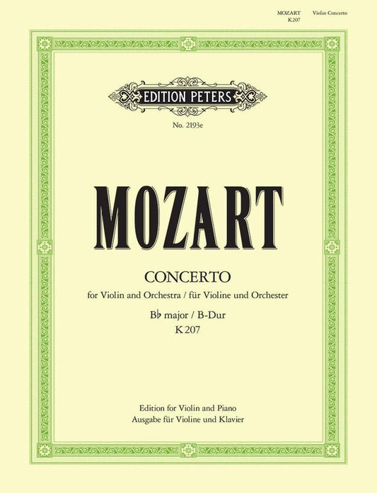 Mozart - Concerto No 1 B Flat K 207 Violin/Piano