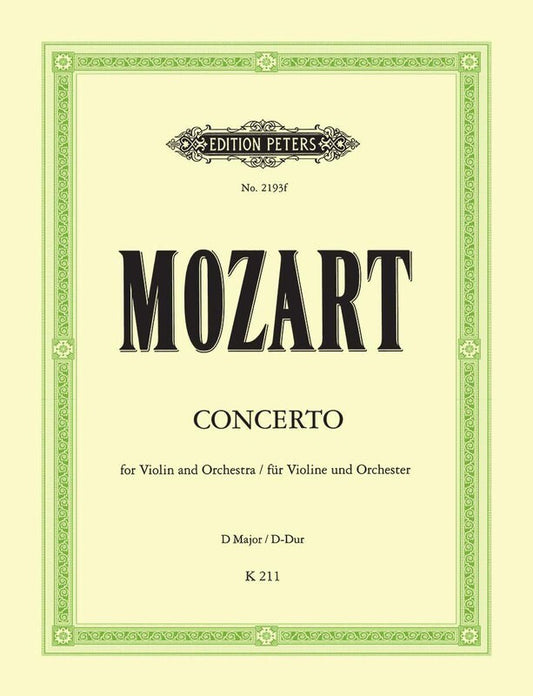 Mozart - Concerto No 2 D K 211 Violin/Piano