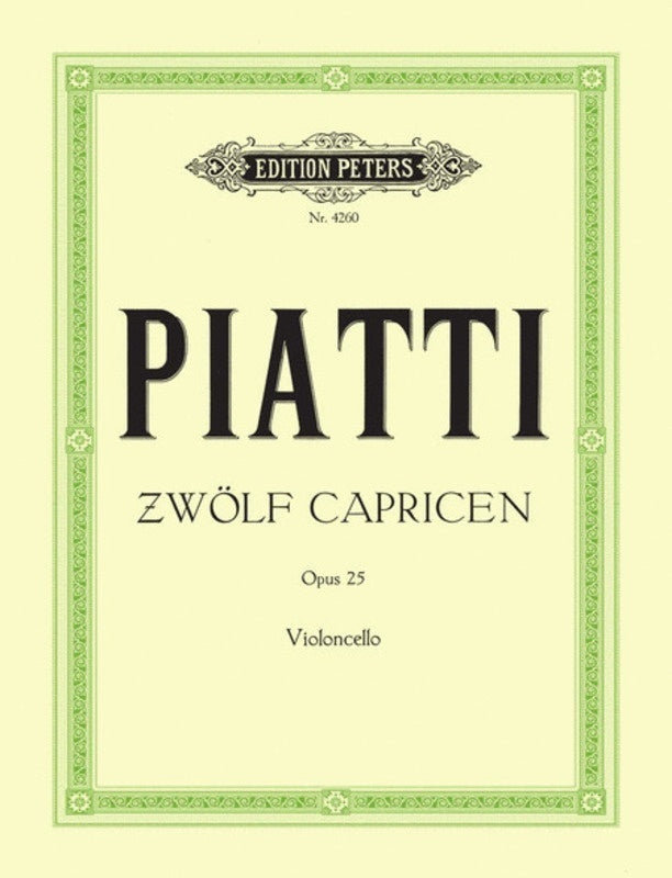 Alfredo Piatti - 12 Caprices Op 25 Cello Book