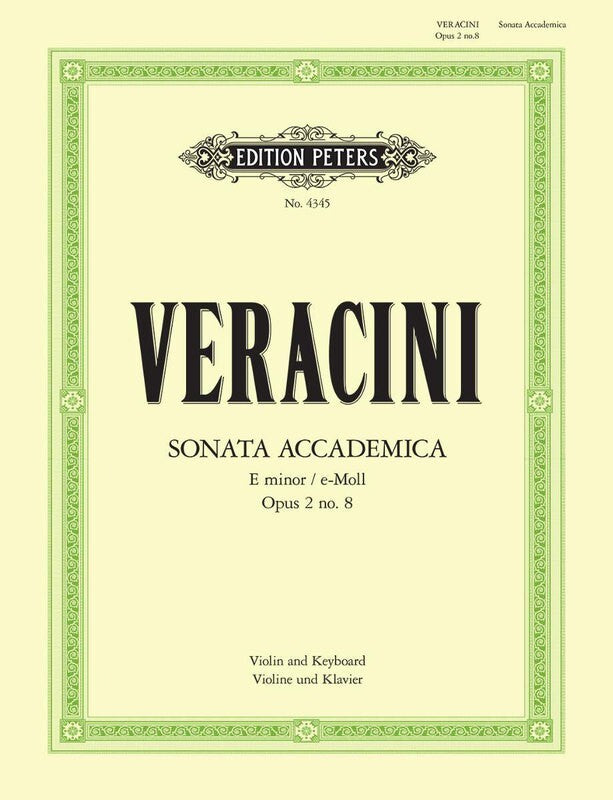 Veracini - Sonata Accademica in E minor Op.2 No. 8 Violin Solo With Piano Book