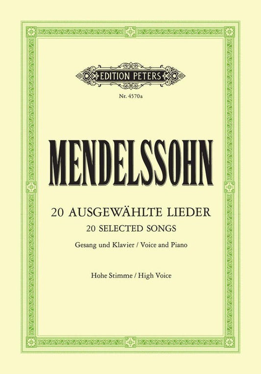 Mendelssohn - 20 Selected Songs Medium Voice