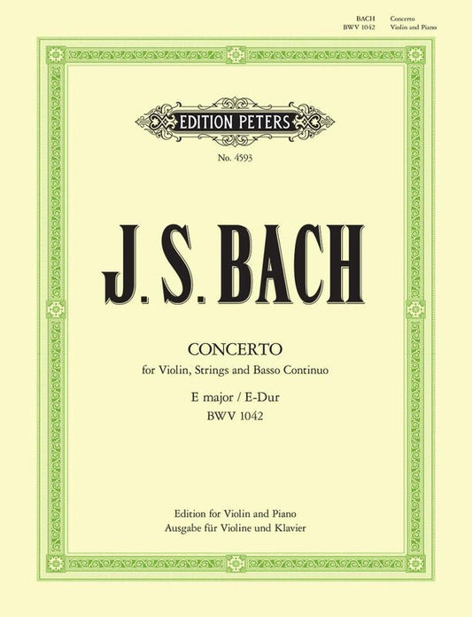 Bach - Concerto No 2 E Bwv 1042 Violin/Piano