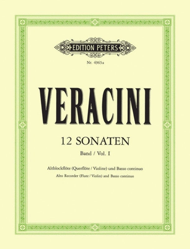 Veracini - 12 Sonatas Vol 1 Op 1 Nos 1-3 Rec Or Vln Pno