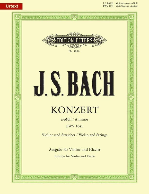 Bach - Concerto No 1 A Min Bwv 1041 Violin/Piano Book