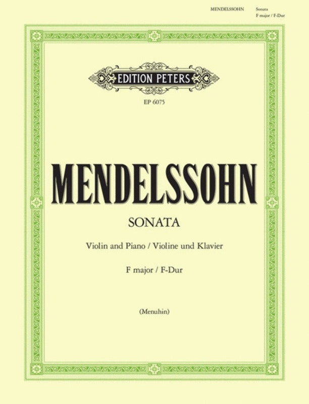 Mendelssohn - Sonata F Violin/Piano Ed Menuhin