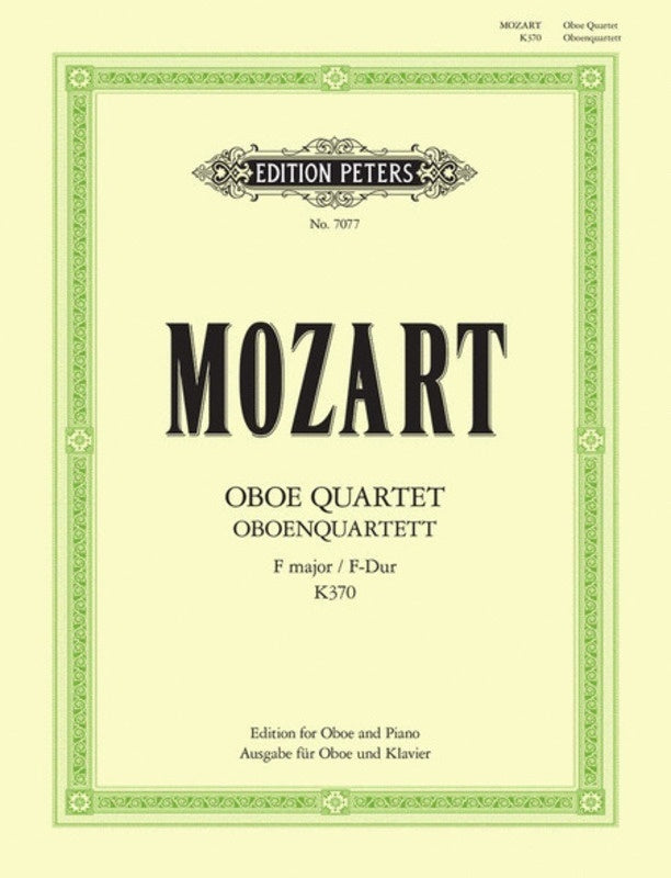 Mozart - Oboe Quartet F K 370 Oboe/Piano Arr Hodgson