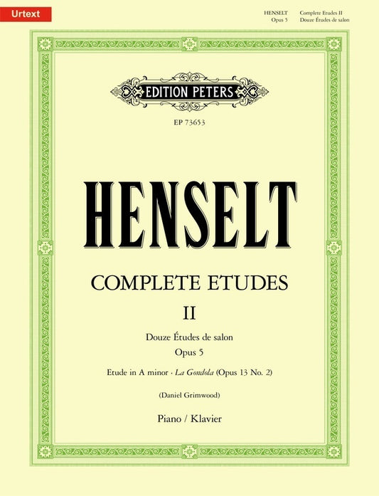 Henselt - Complete Etudes Vol 2 Op 5 Op 13 No 2 For Piano