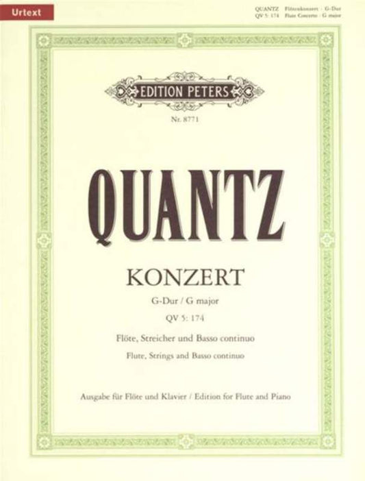 Quantz - Concerto G Qv5/174 Flute/Piano Urtext