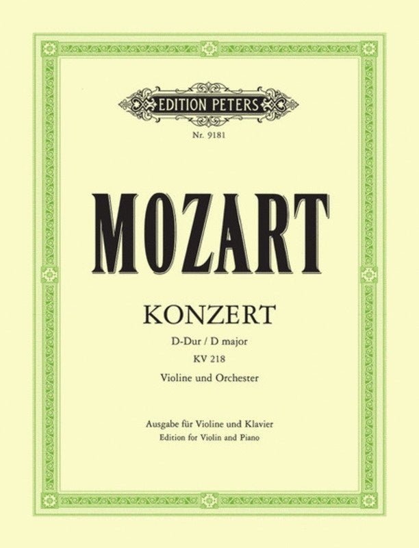 Mozart - Concerto No 4 D K 218 Violin/Piano