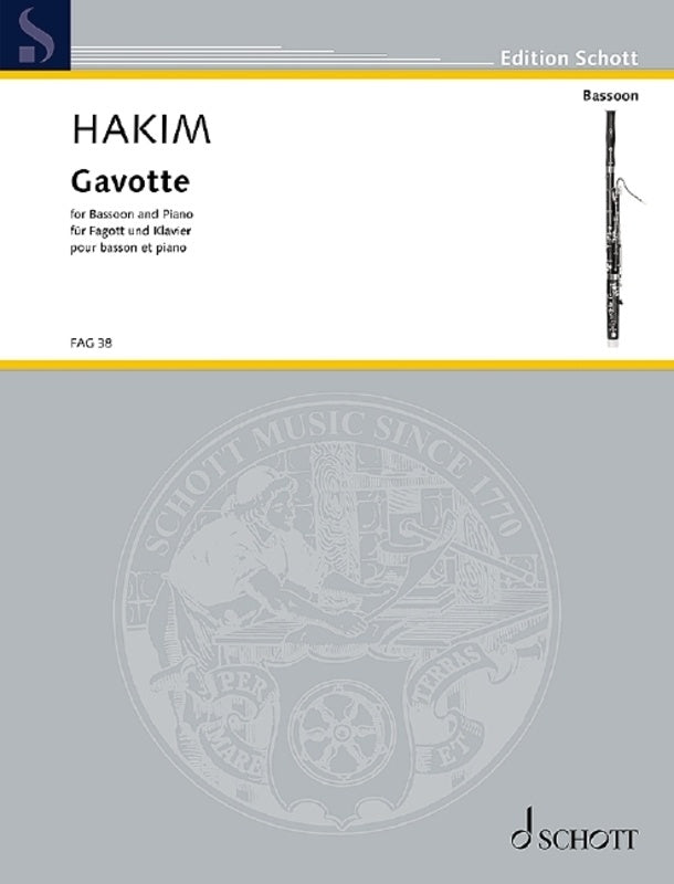 Hakim - Gavotte For Bassoon/Piano